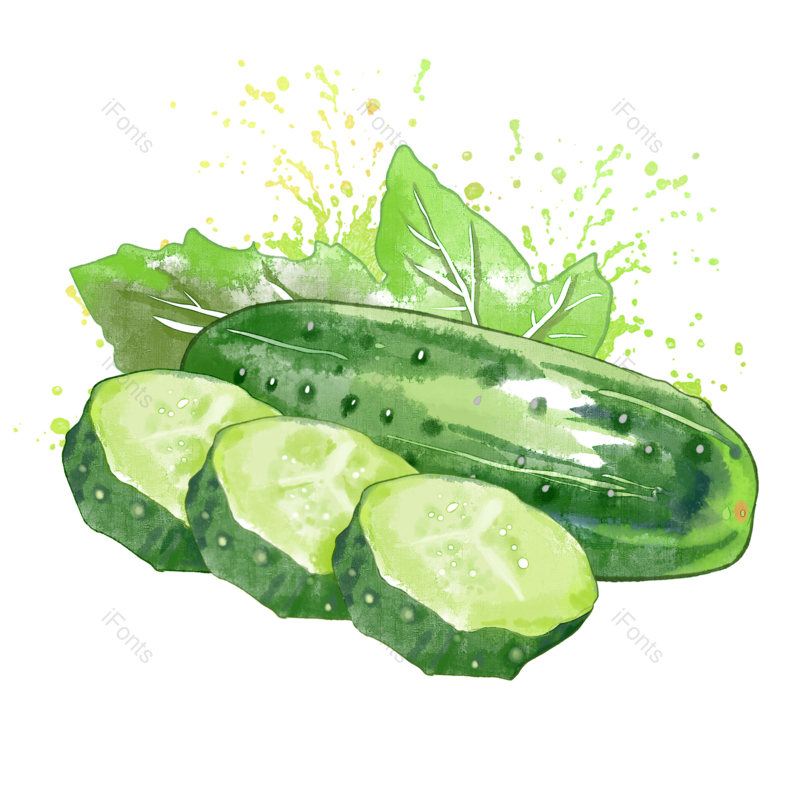 绿叶图片,蔬菜元素,水彩PNG,清凉免抠素材